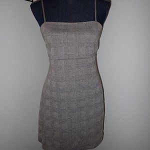 Gray Gingham Pattern Mini Dress